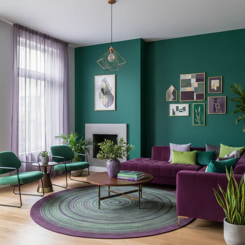 Purple and Green Living Room Ideas