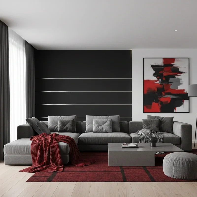 Red Black And Grey Living Room Ideas