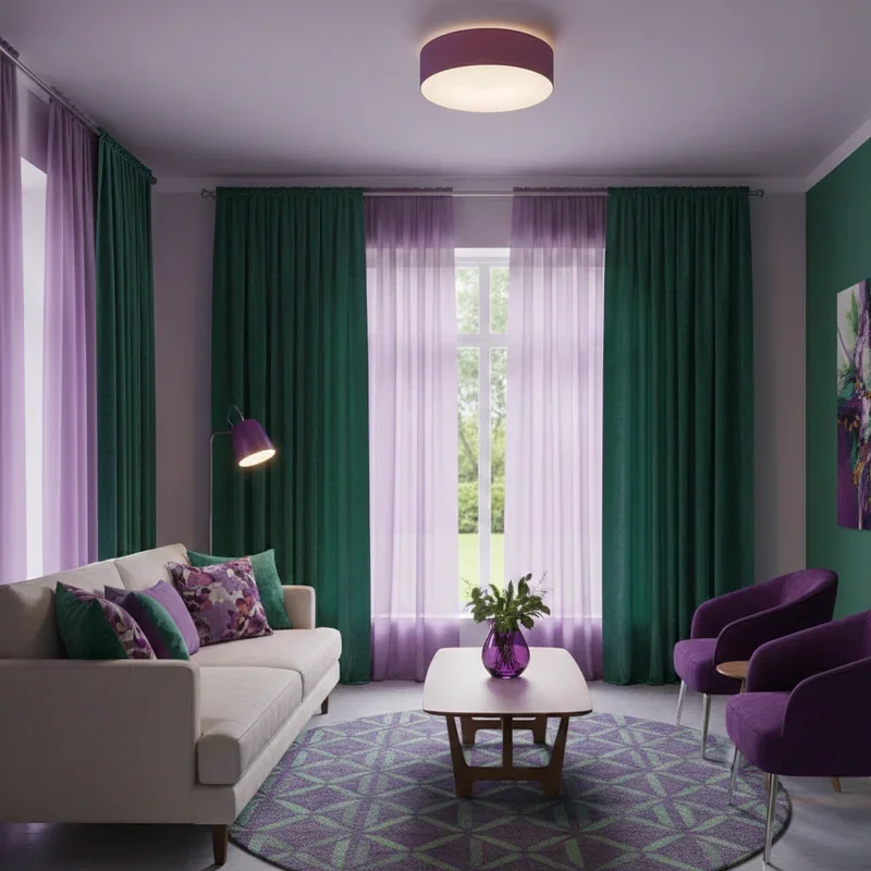 Purple and Green Living Room Ideas