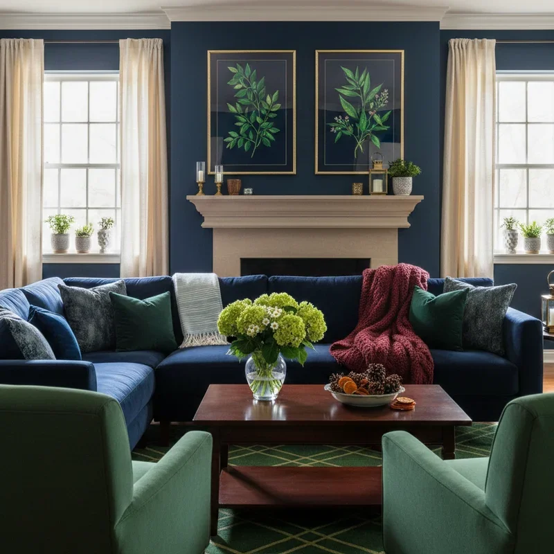 Navy Blue And Green Living Room Ideas