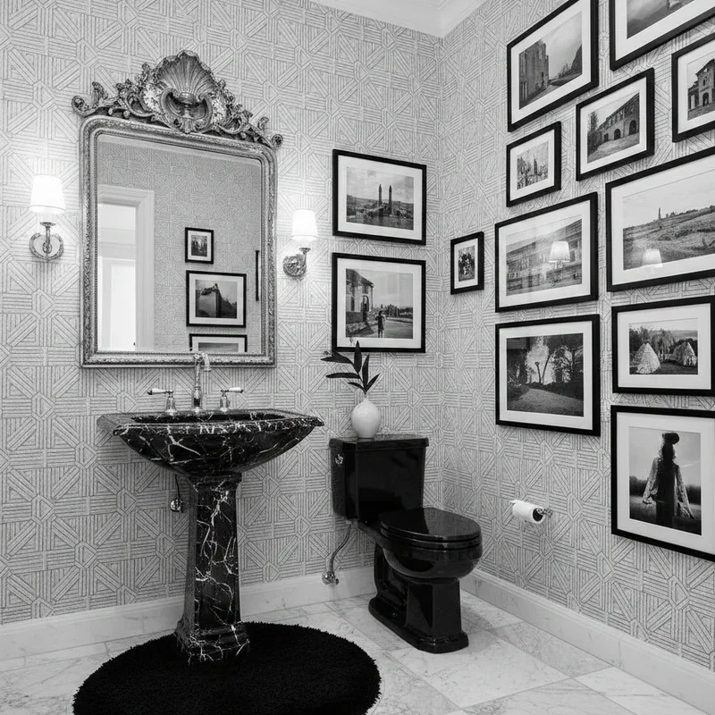 Black and White Powder Room Ideas