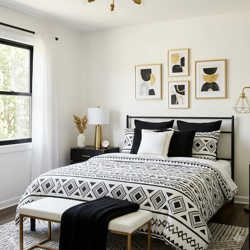Black White and Gold Bedroom Ideas
