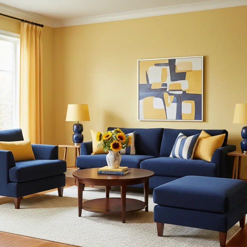 Navy Blue and Yellow Living Room Ideas