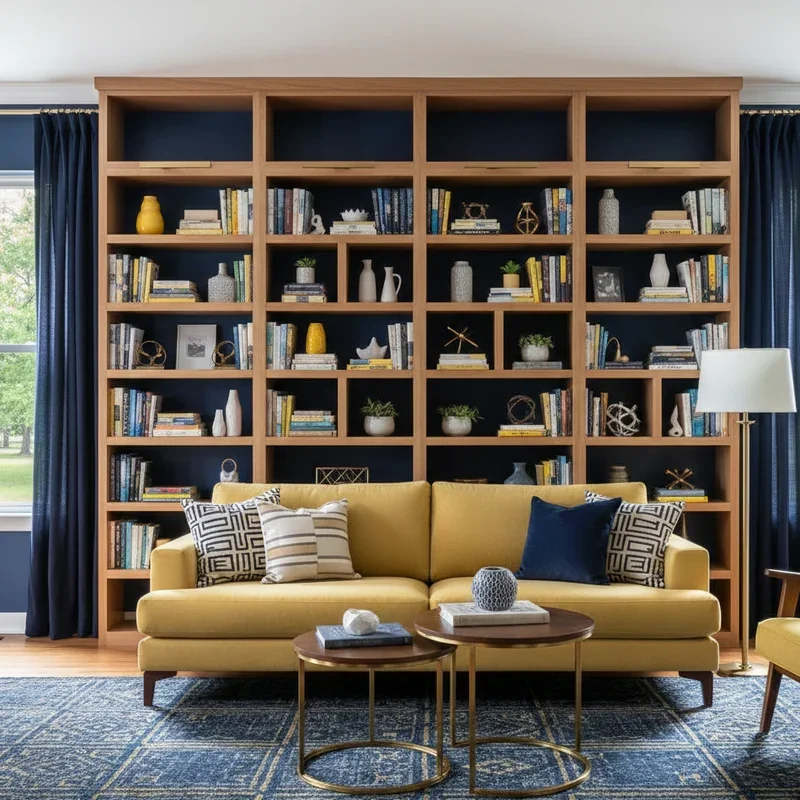 Navy Blue and Yellow Living Room Ideas