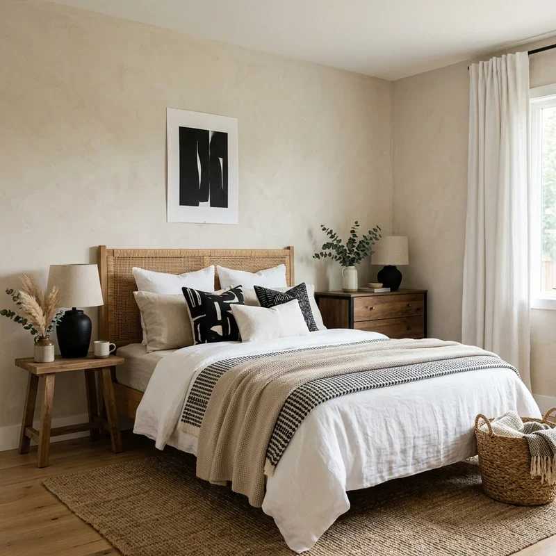 Black Beige and White Bedroom Ideas