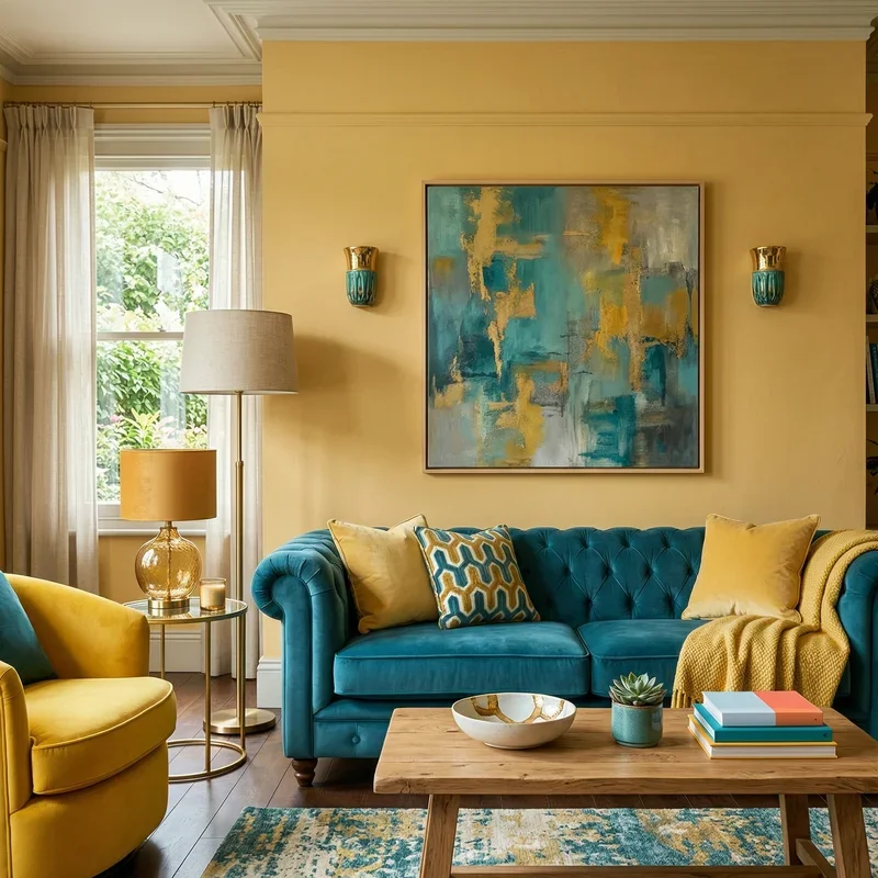 Teal and Yellow Living Room Ideas
