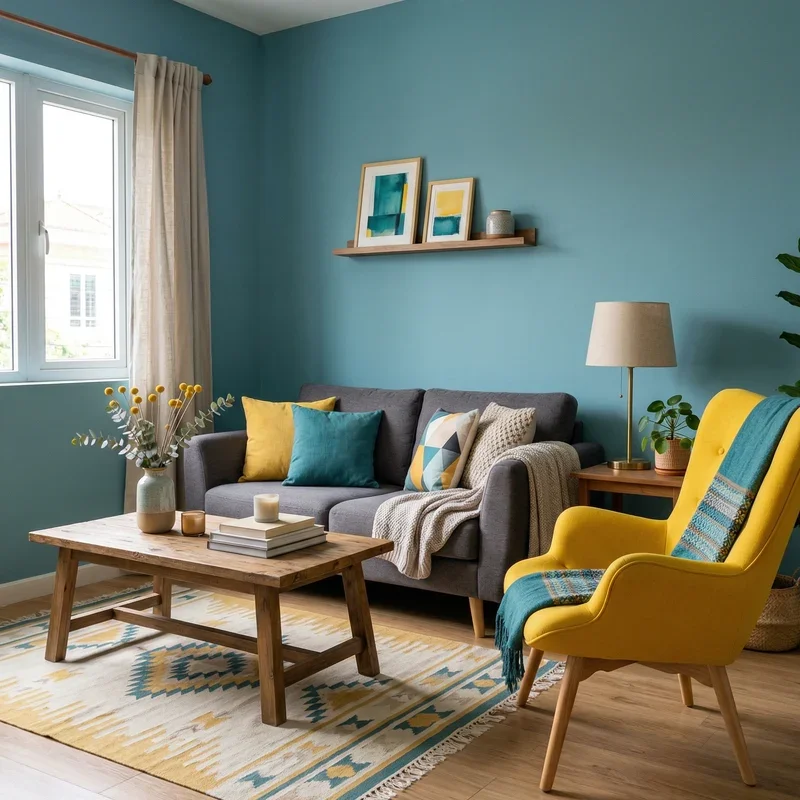 Teal and Yellow Living Room Ideas
