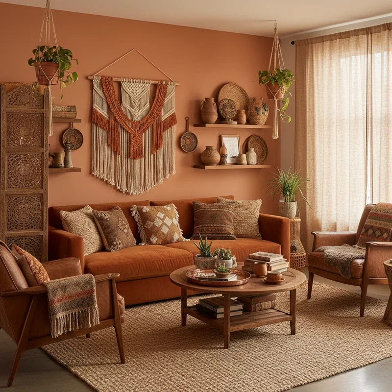 Brown Orange Living Room Ideas