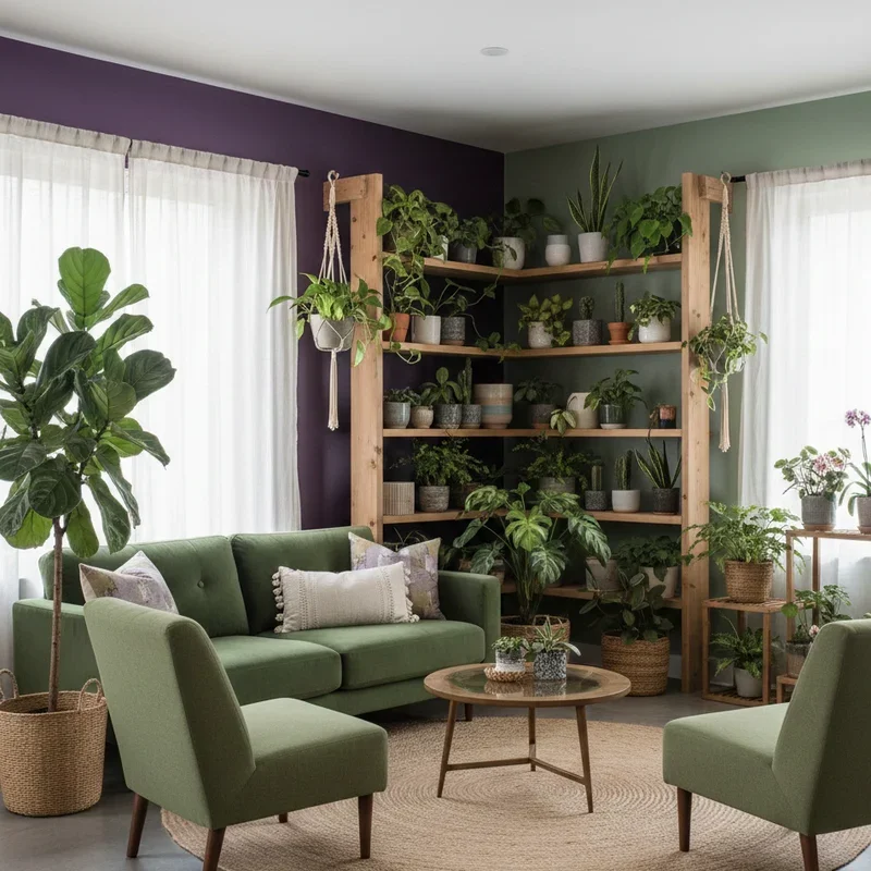 Purple and Green Living Room Ideas