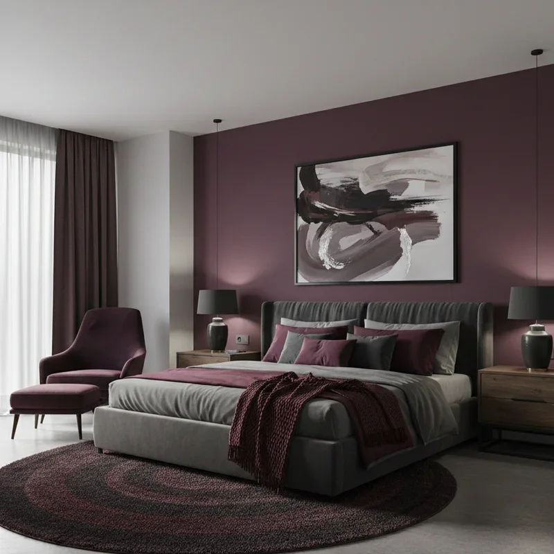 Burgundy and Grey Bedroom Ideas