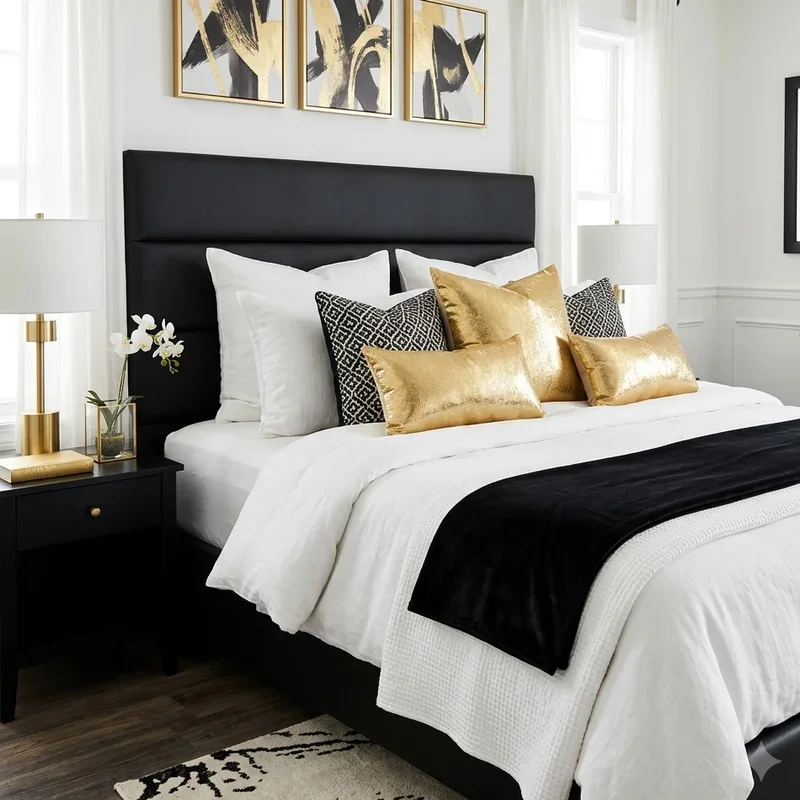 Black White and Gold Bedroom Ideas