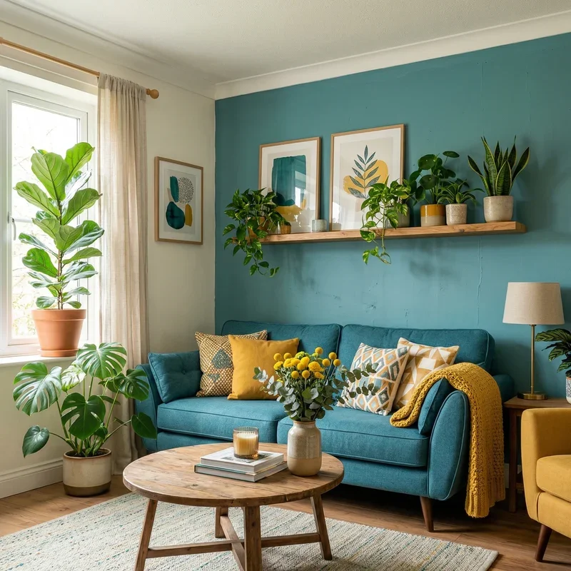 Teal and Yellow Living Room Ideas