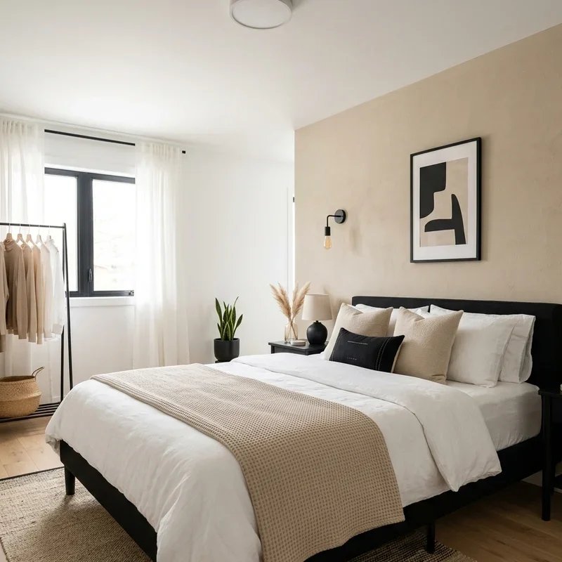 Black Beige and White Bedroom Ideas