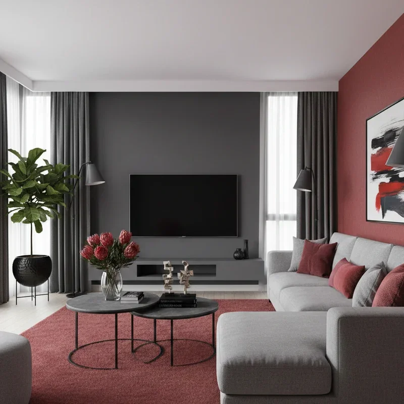 Red Black And Grey Living Room Ideas