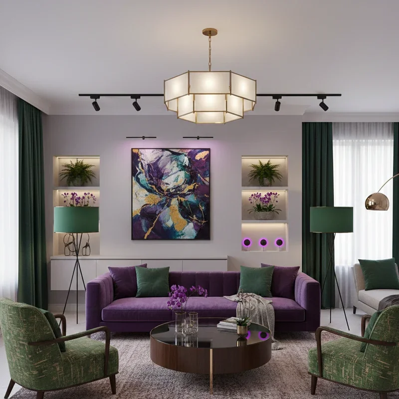 Purple and Green Living Room Ideas