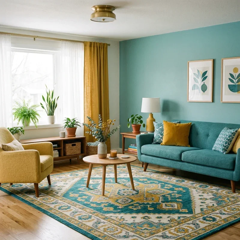 Teal and Yellow Living Room Ideas