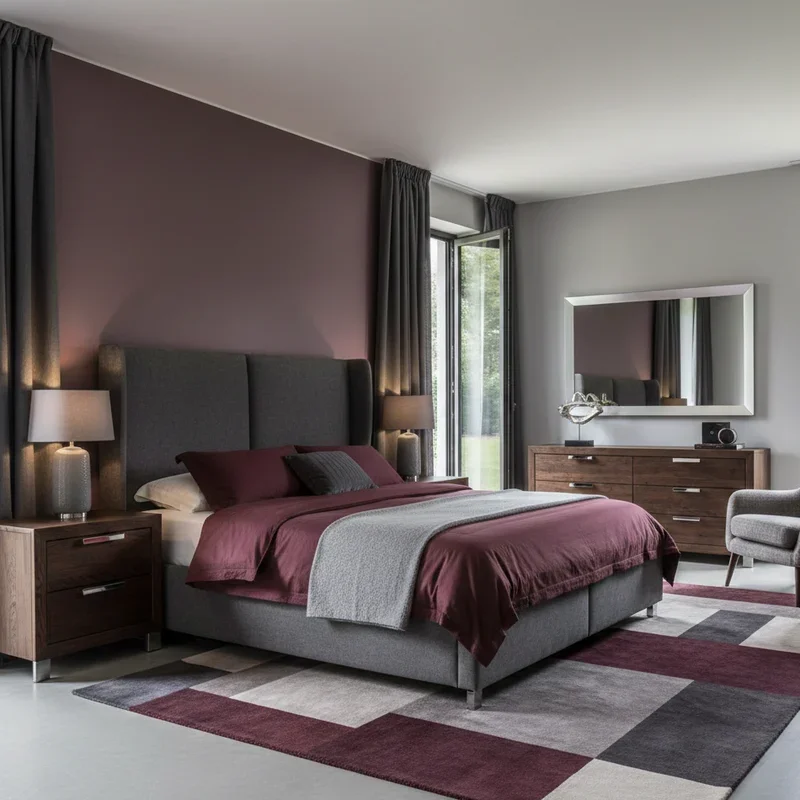 Burgundy and Grey Bedroom Ideas
