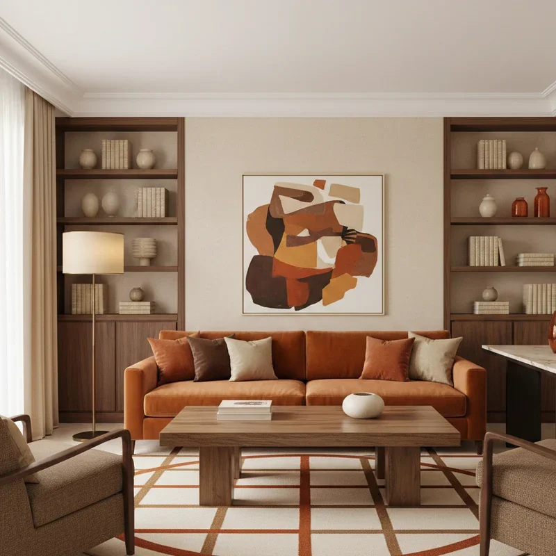 Brown Orange Living Room Ideas