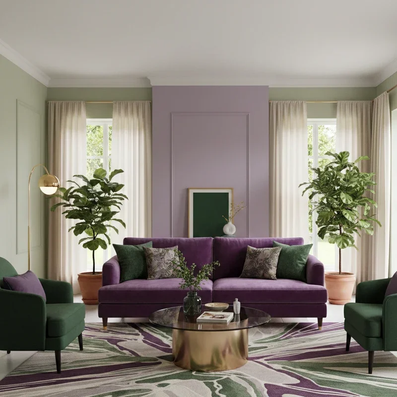 Purple and Green Living Room Ideas