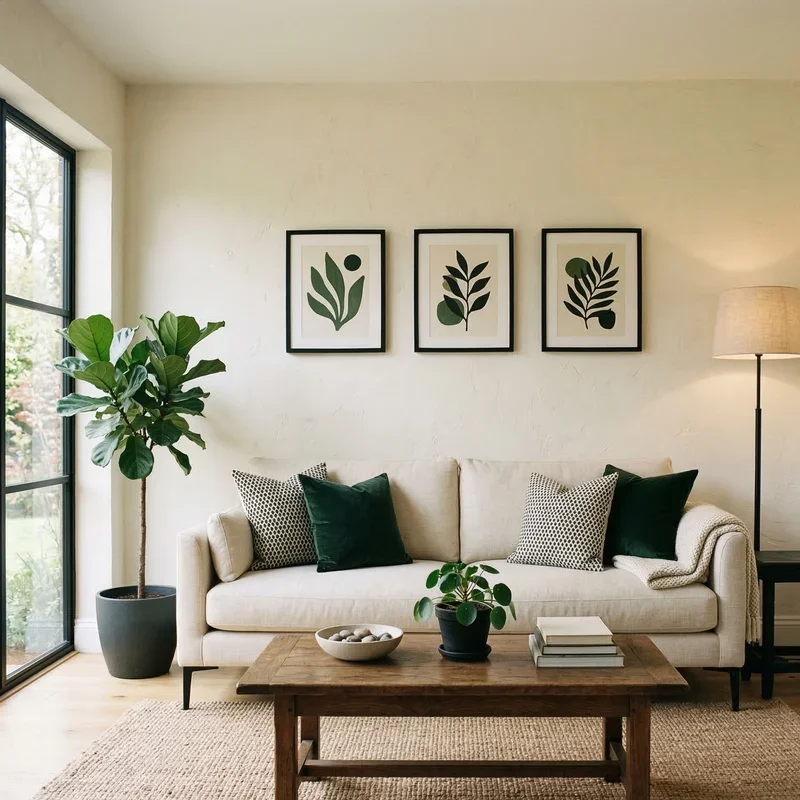 Black Cream and Green Living Room Ideas