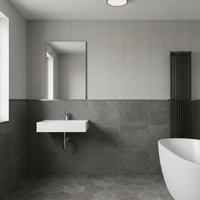 Grey Half Tiled Bathroom Ideas