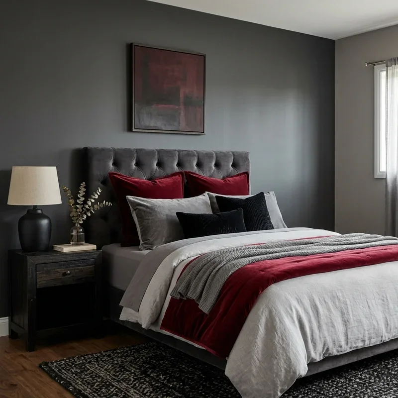 Red Black and Grey Bedroom Ideas