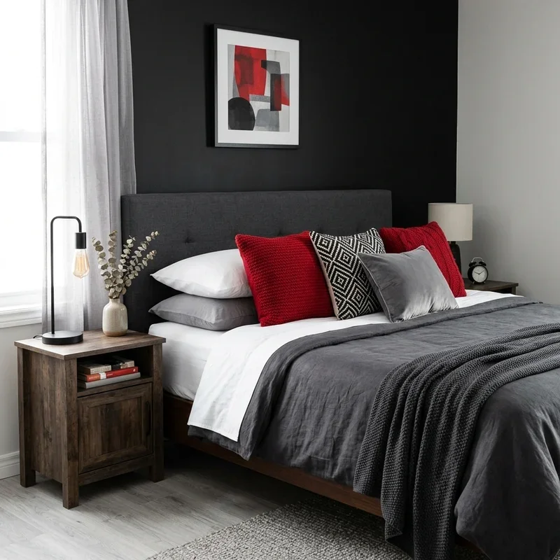 Red Black and Grey Bedroom Ideas