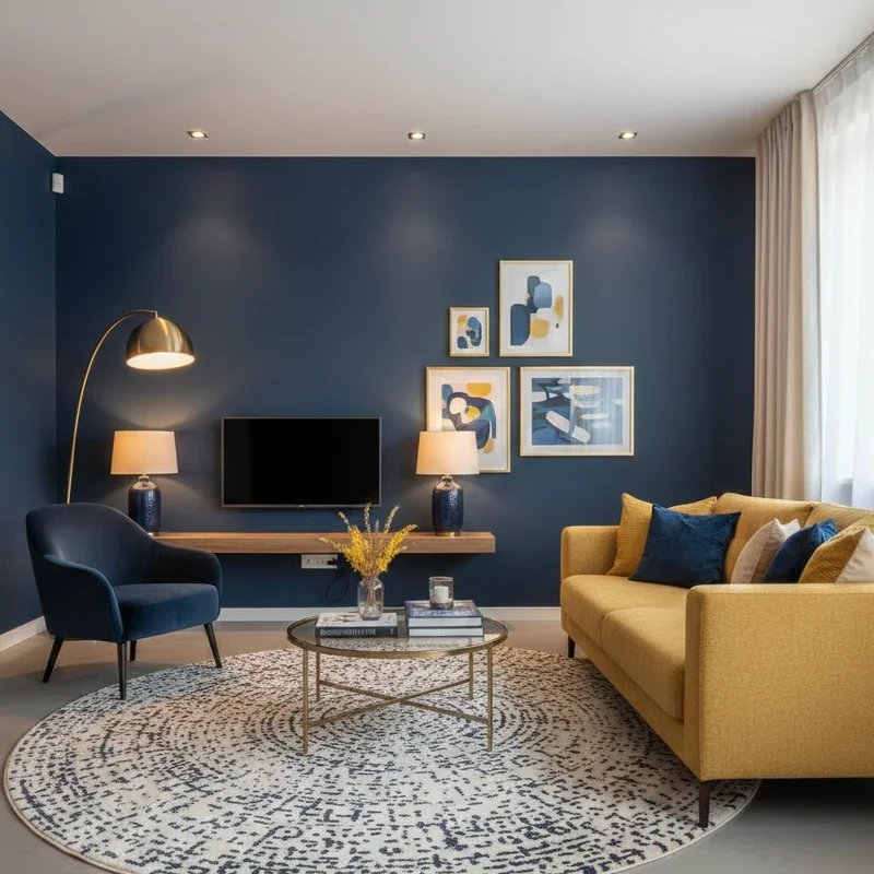 Navy Blue and Yellow Living Room Ideas