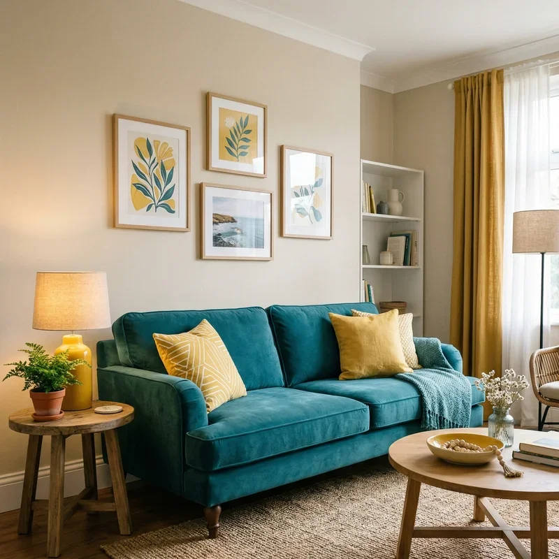 Teal and Yellow Living Room Ideas