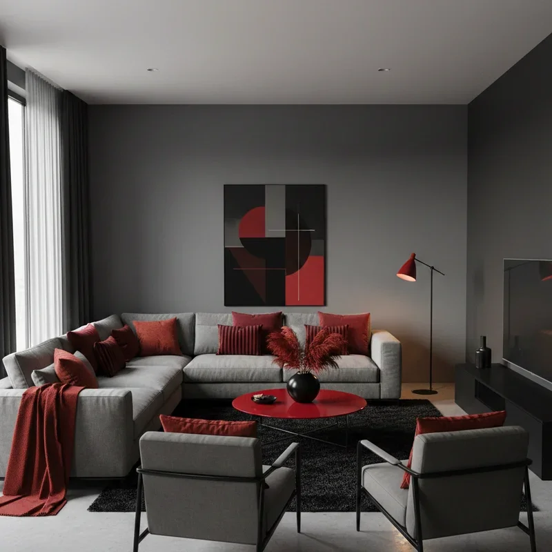 Red Black And Grey Living Room Ideas
