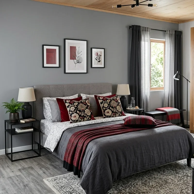 Red Black and Grey Bedroom Ideas