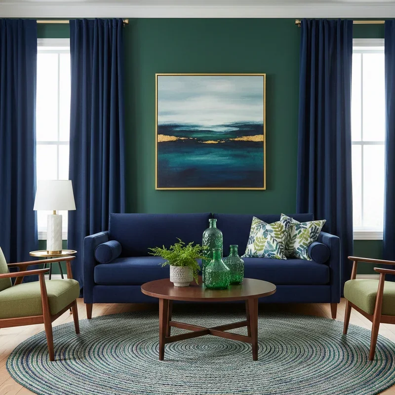 Navy Blue And Green Living Room Ideas
