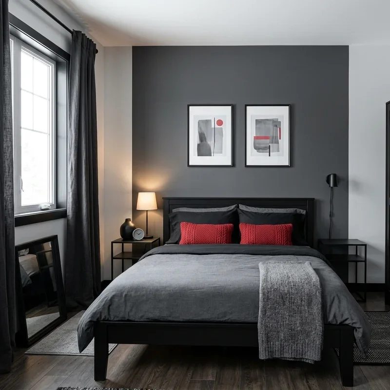 Red Black and Grey Bedroom Ideas
