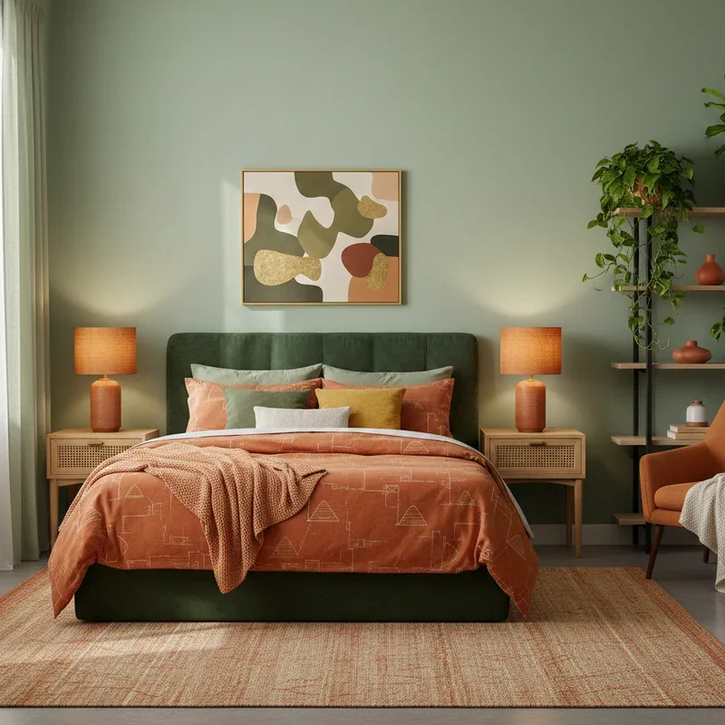 Green and Orange Bedroom Ideas