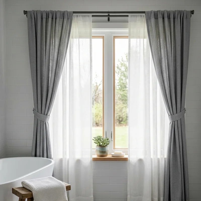Modern Bathroom Window Curtain Ideas