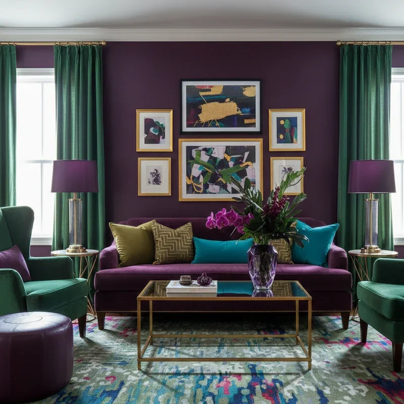 Purple and Green Living Room Ideas