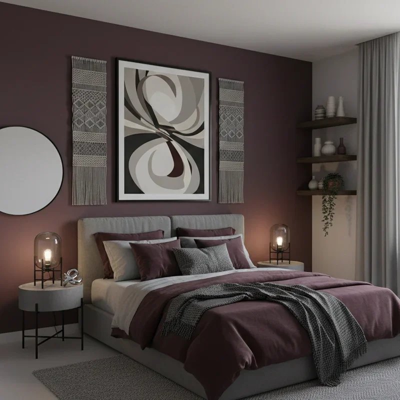 Burgundy and Grey Bedroom Ideas