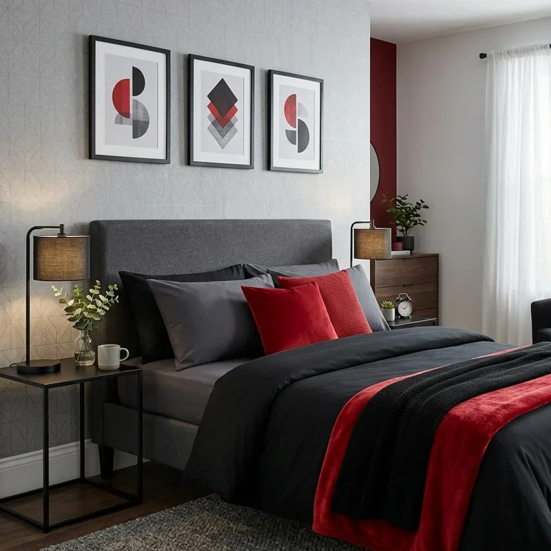 Red Black and Grey Bedroom Ideas