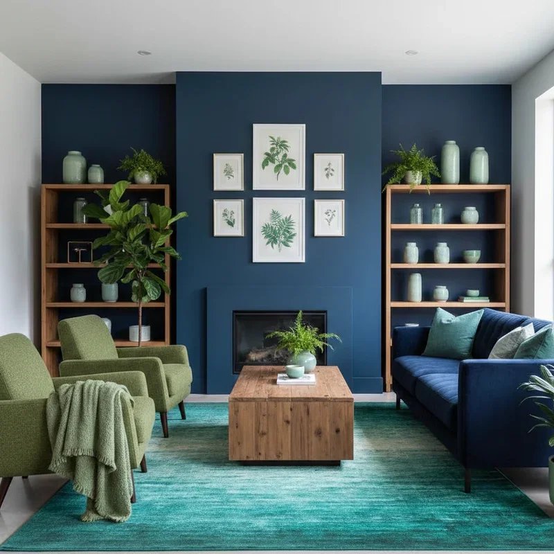 Navy Blue And Green Living Room Ideas