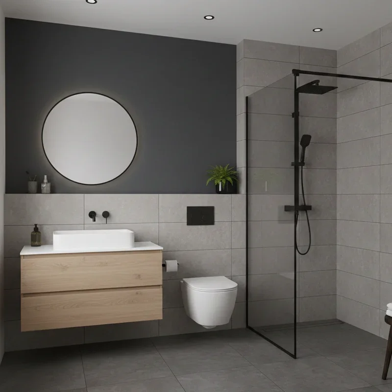 Grey Half Tiled Bathroom Ideas