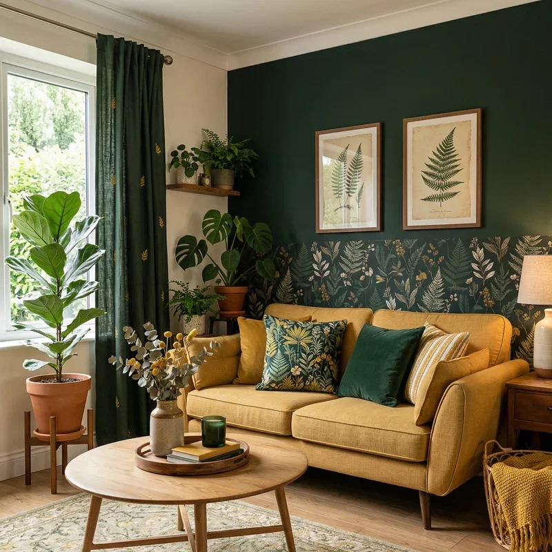 Dark Green and Yellow Living Room Ideas