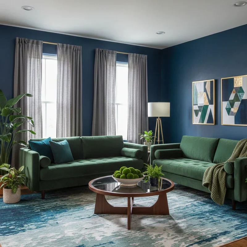Navy Blue And Green Living Room Ideas