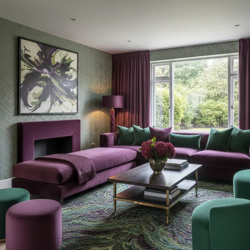 Purple and Green Living Room Ideas