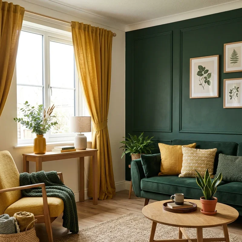 Dark Green and Yellow Living Room Ideas