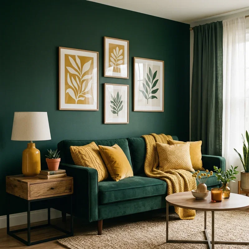 Dark Green and Yellow Living Room Ideas
