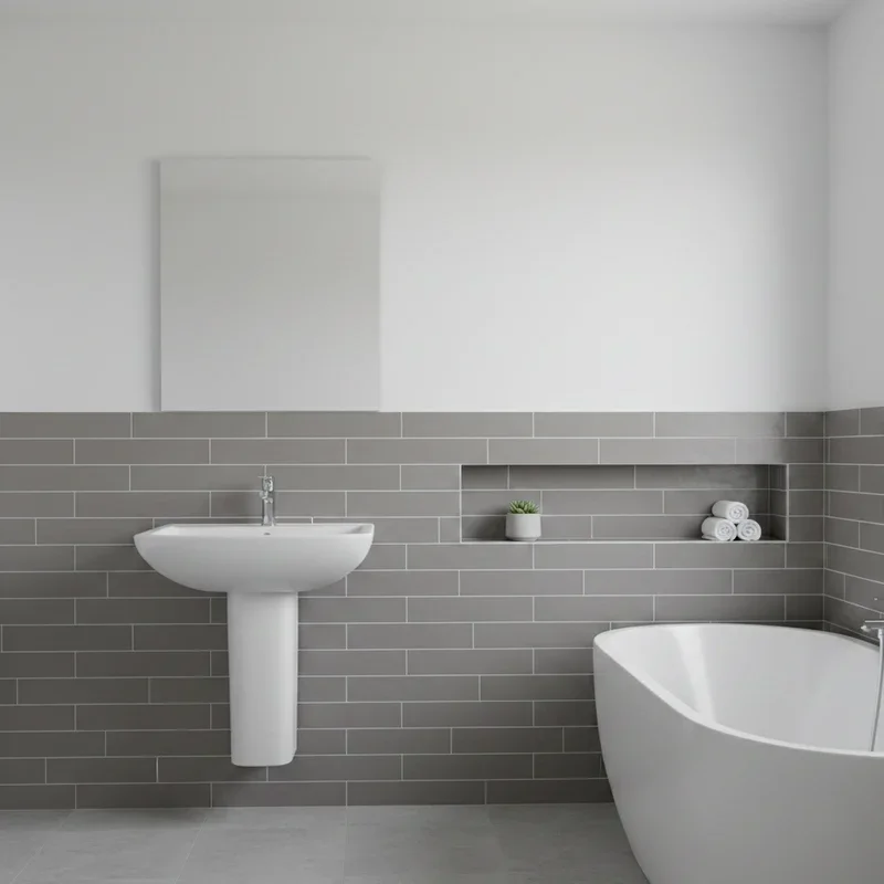 Grey Half Tiled Bathroom Ideas