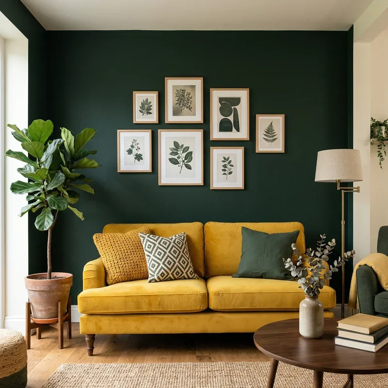 Dark Green and Yellow Living Room Ideas