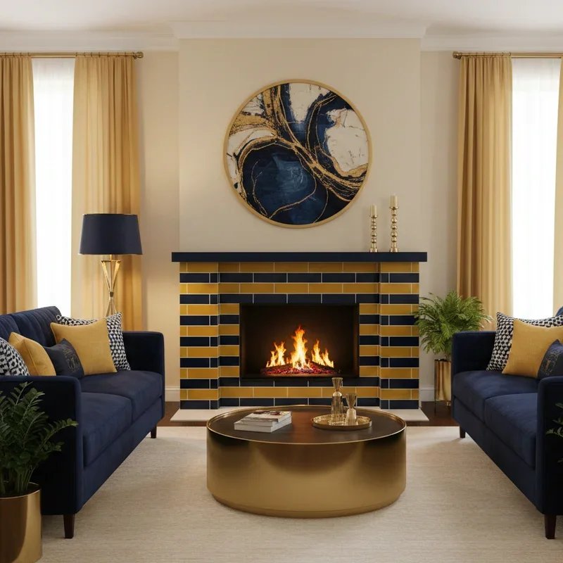 Navy Blue and Yellow Living Room Ideas