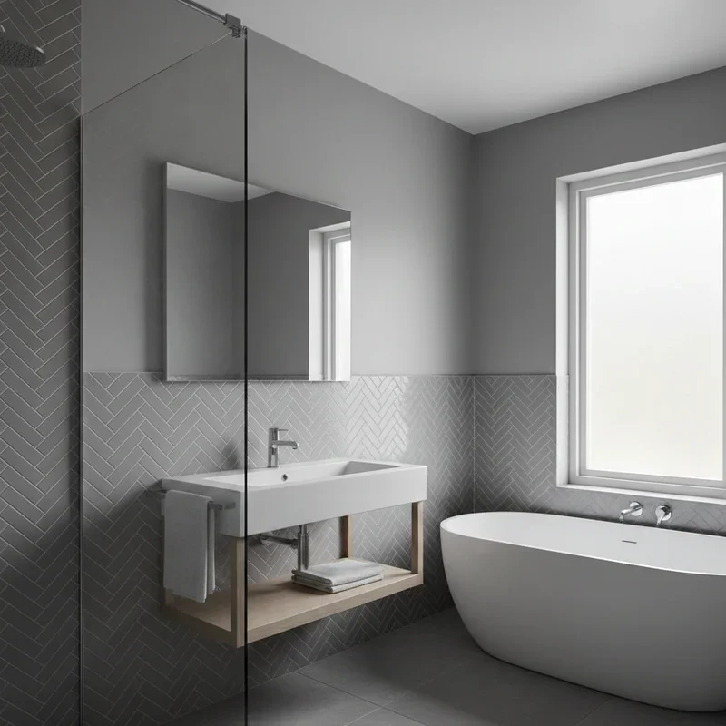 Grey Half Tiled Bathroom Ideas
