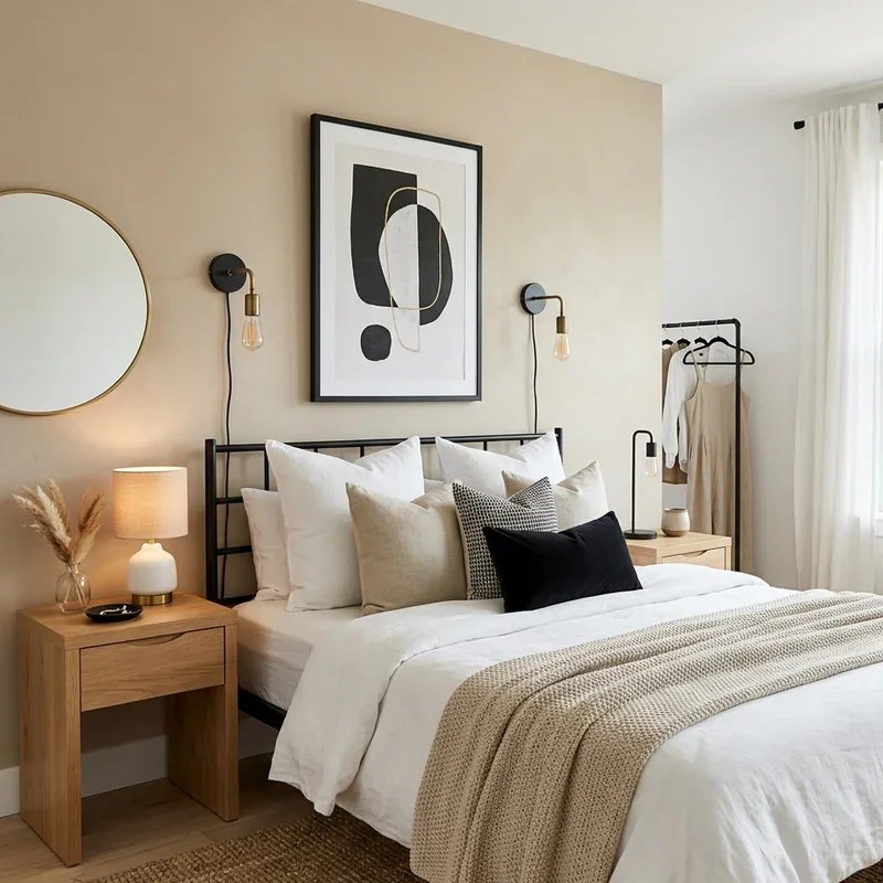 Black Beige and White Bedroom Ideas